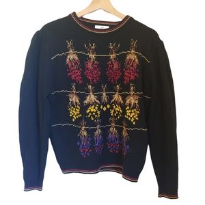 Vintage Jantzen Pinecone Cottagecore Colorful Fall Crew Neck Knit Sweater Size L